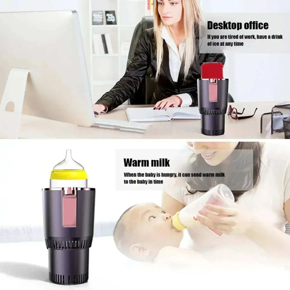 2 in 1 Car Cup Mug Holder DC 12V Warmer Smart Car Cup Car Heating Cooling Cup Touch Screen Office Cup Mug Holder for Home Travel