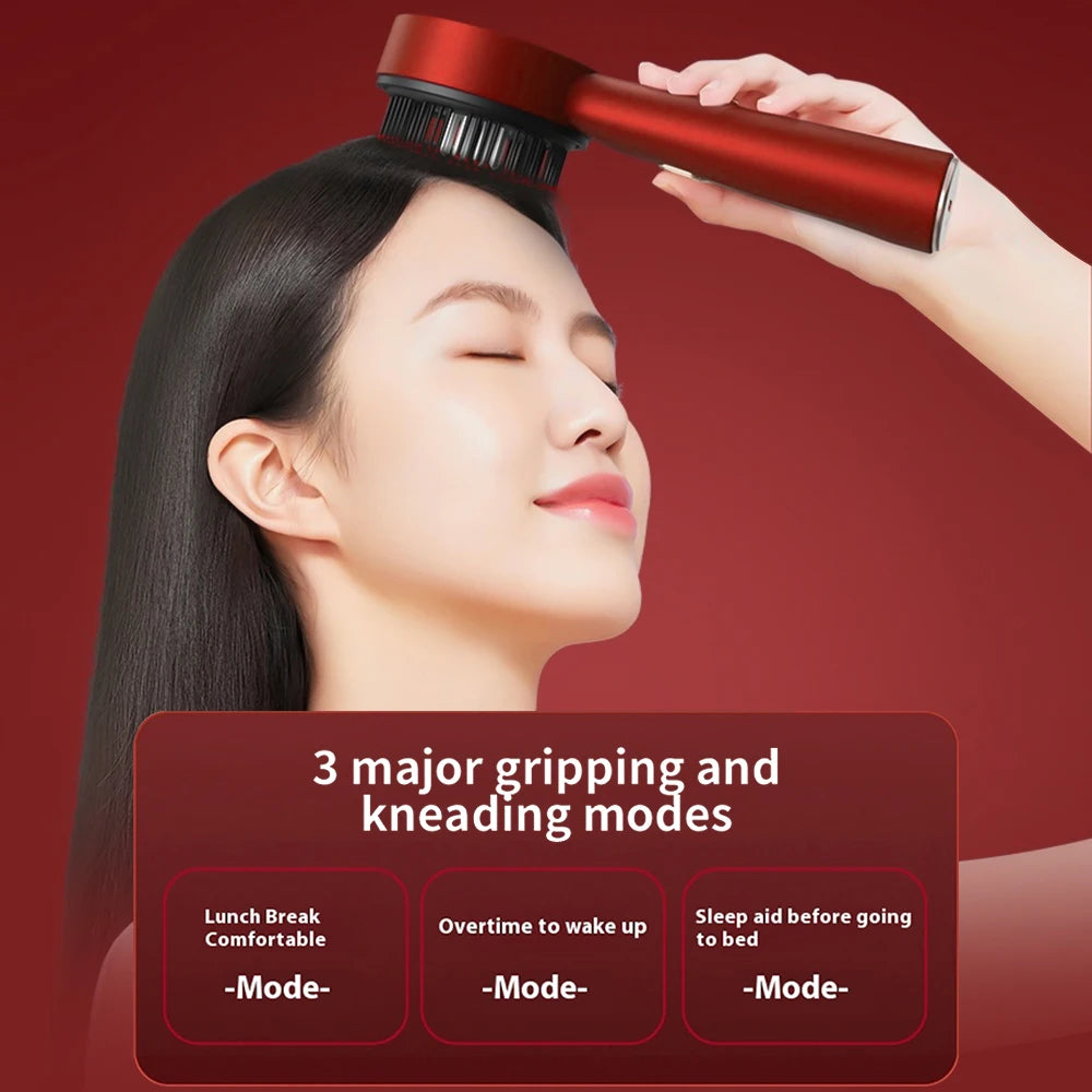 3-in-1 Electric Scalp Massager with Red Light & Oil Applicator