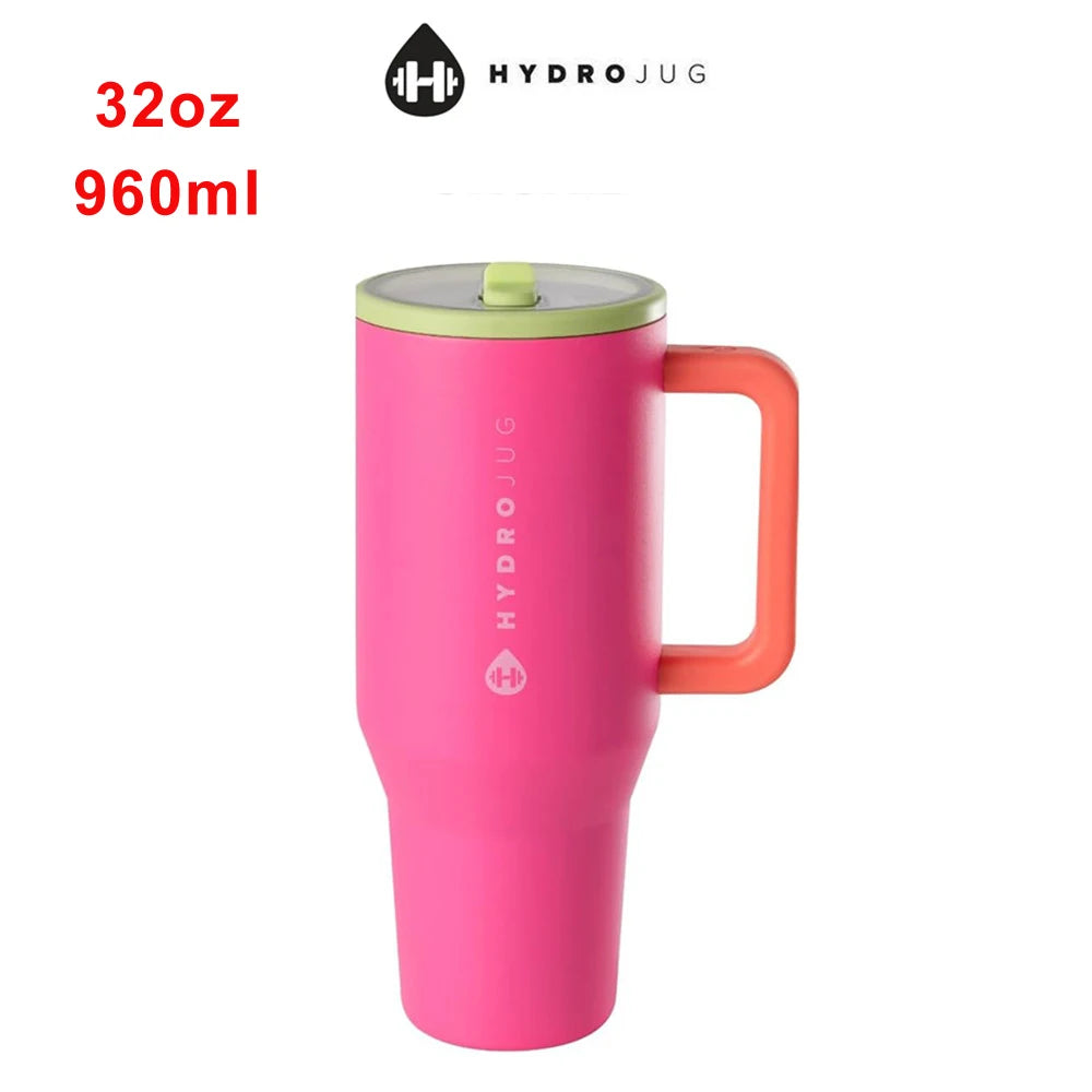 Hydrojug Tumbler with Handle & Straw 32Oz 960Ml Cupholder Compatible for Travel | Insulated Stainless Steel Car Mug