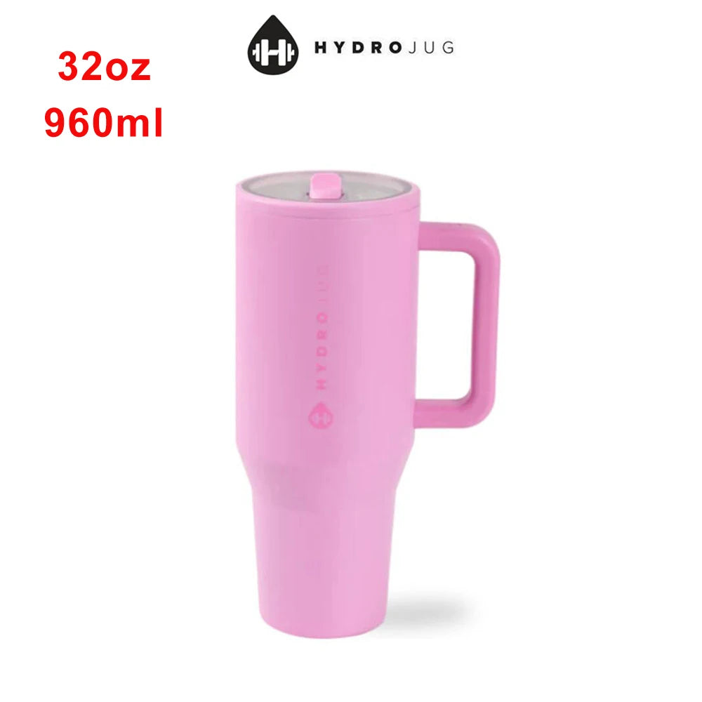 Hydrojug Tumbler with Handle & Straw 32Oz 960Ml Cupholder Compatible for Travel | Insulated Stainless Steel Car Mug