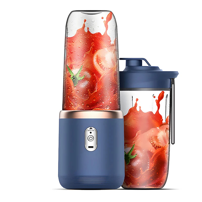 Portable Electric Juicer Blender - 400ml USB Rechargeable Fruit Juicing Cup for Smoothies - Includes 2 Cups