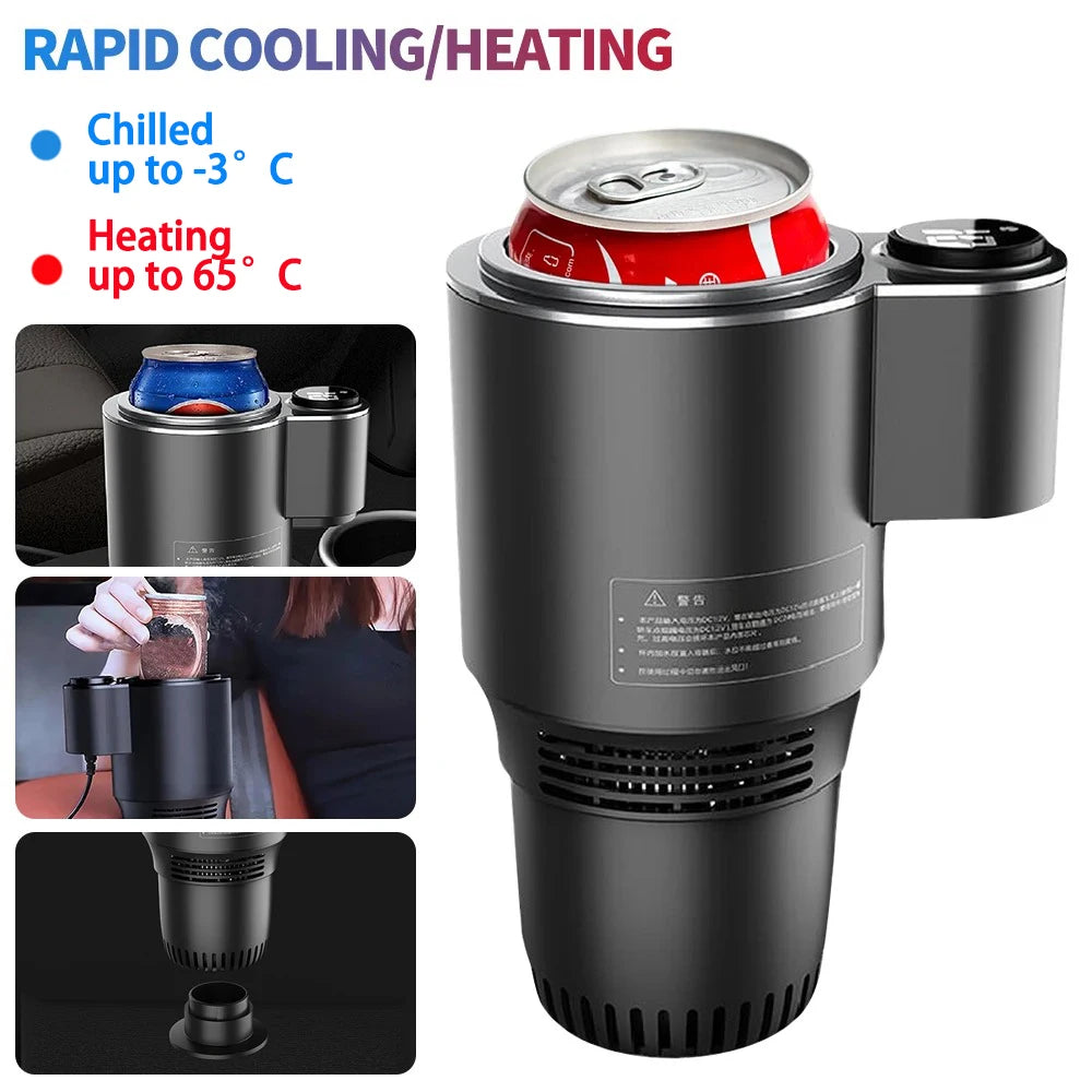 2 in 1 Car Cup Mug Holder DC 12V Warmer Smart Car Cup Car Heating Cooling Cup Touch Screen Office Cup Mug Holder for Home Travel