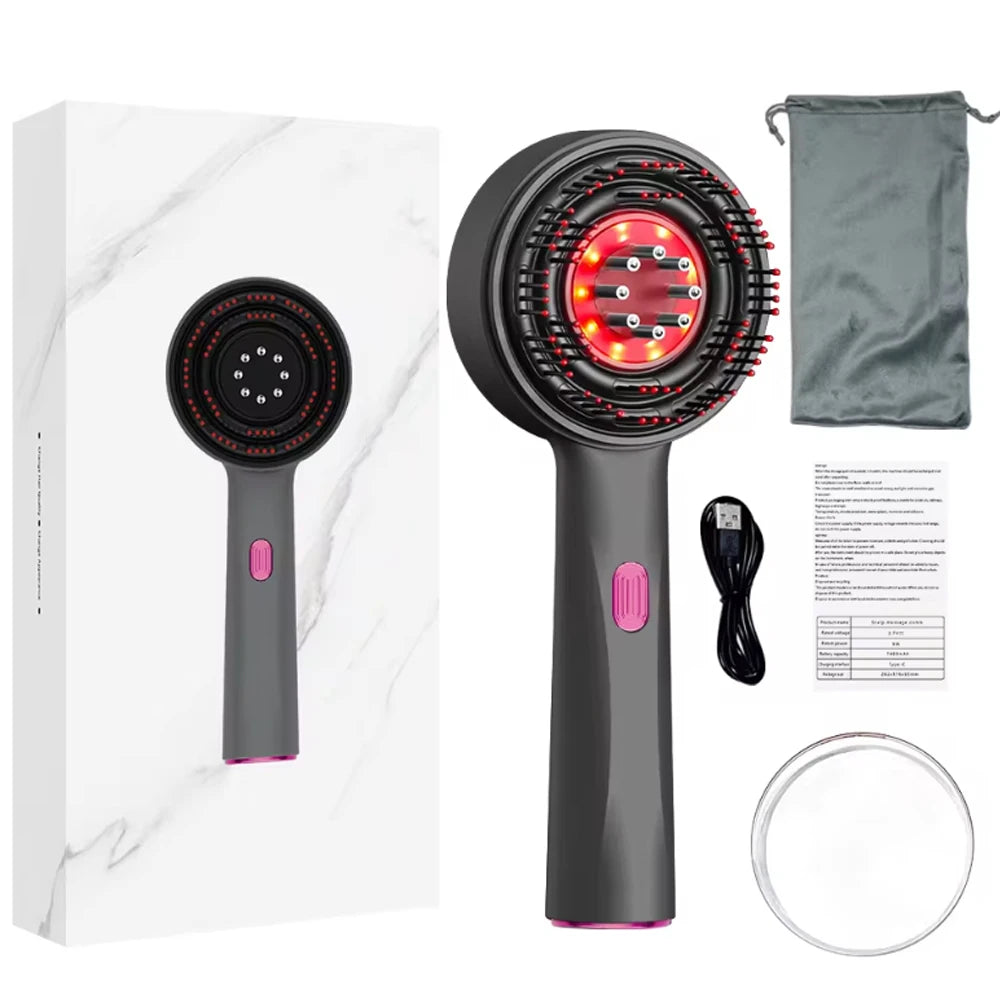 3-in-1 Electric Scalp Massager with Red Light & Oil Applicator