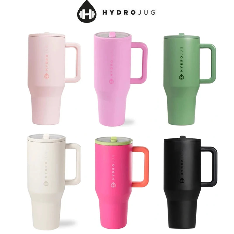 Hydrojug Tumbler with Handle & Straw 32Oz 960Ml Cupholder Compatible for Travel | Insulated Stainless Steel Car Mug