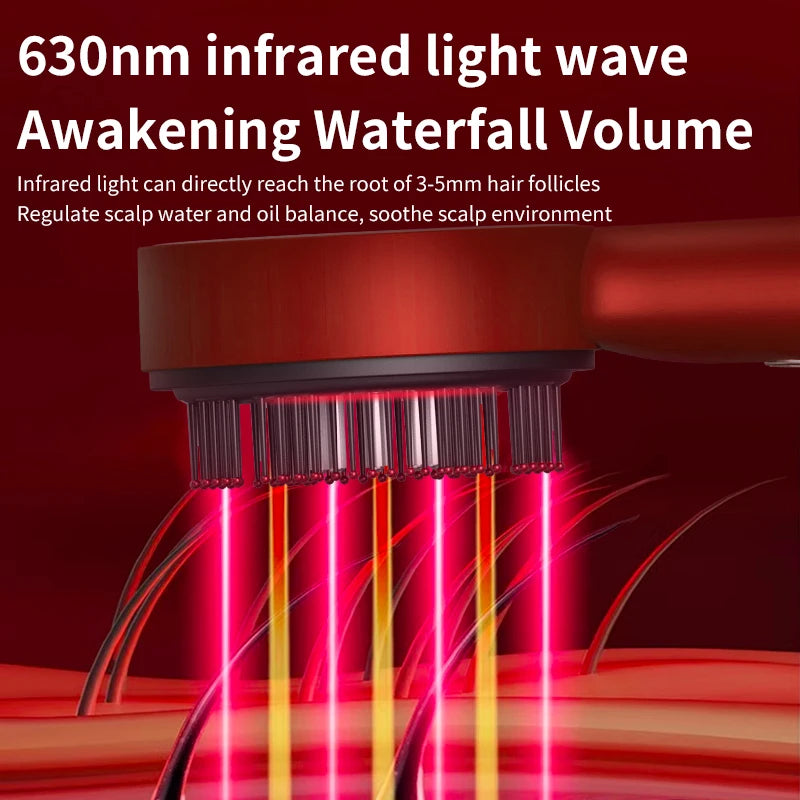 3-in-1 Electric Scalp Massager with Red Light & Oil Applicator