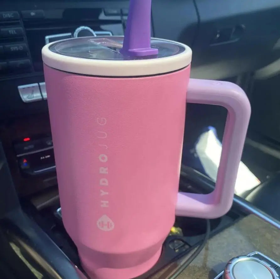 Hydrojug Tumbler with Handle & Straw 32Oz 960Ml Cupholder Compatible for Travel | Insulated Stainless Steel Car Mug