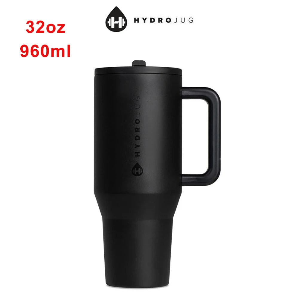 Hydrojug Tumbler with Handle & Straw 32Oz 960Ml Cupholder Compatible for Travel | Insulated Stainless Steel Car Mug