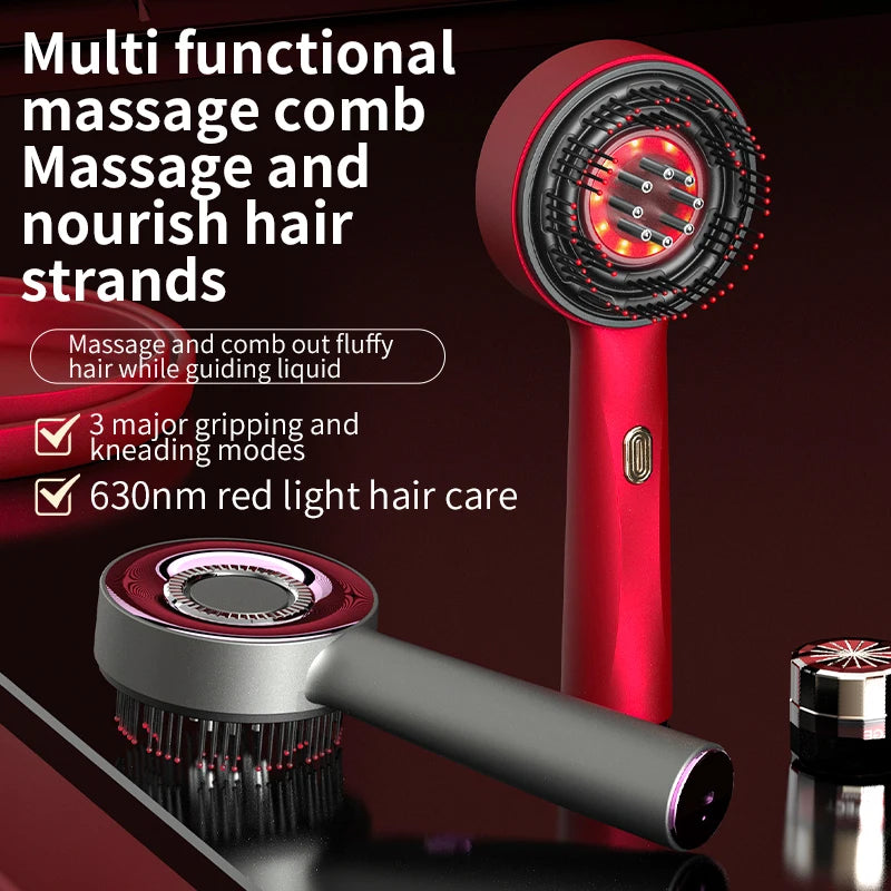 3-in-1 Electric Scalp Massager with Red Light & Oil Applicator