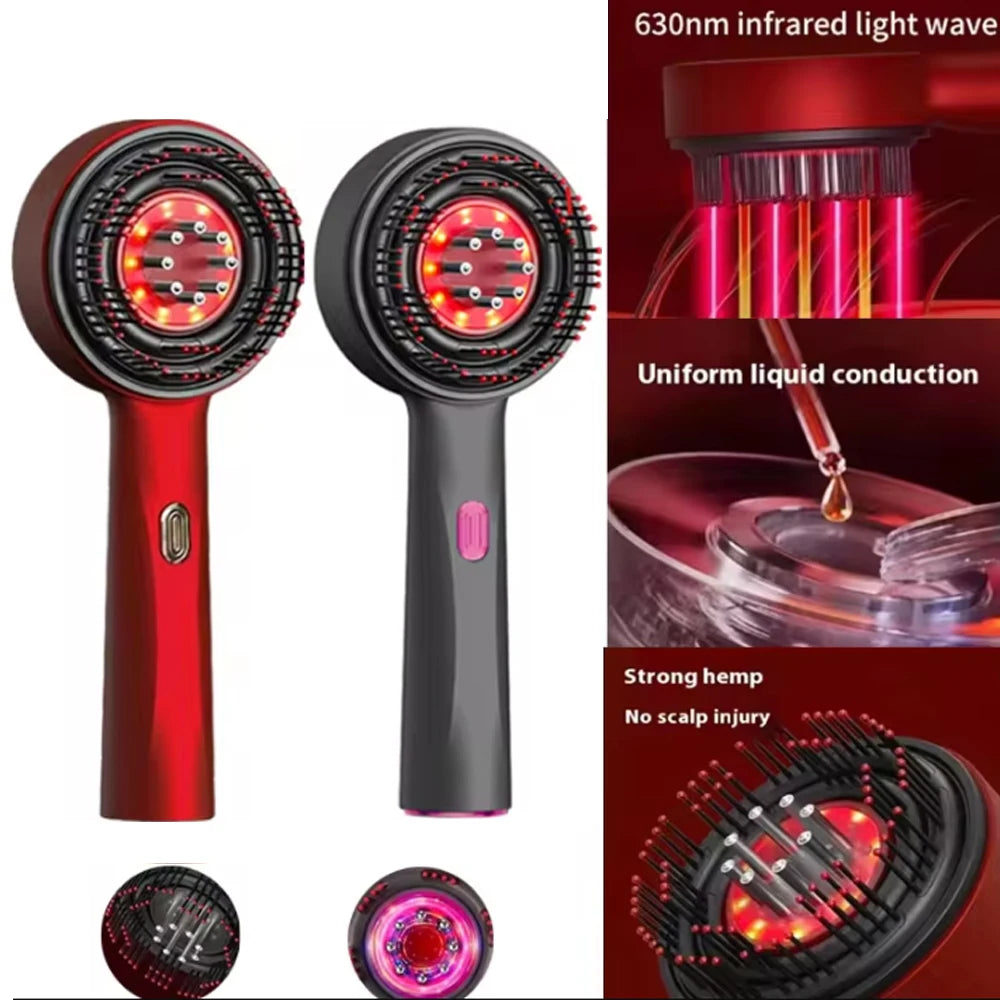 3-in-1 Electric Scalp Massager with Red Light & Oil Applicator