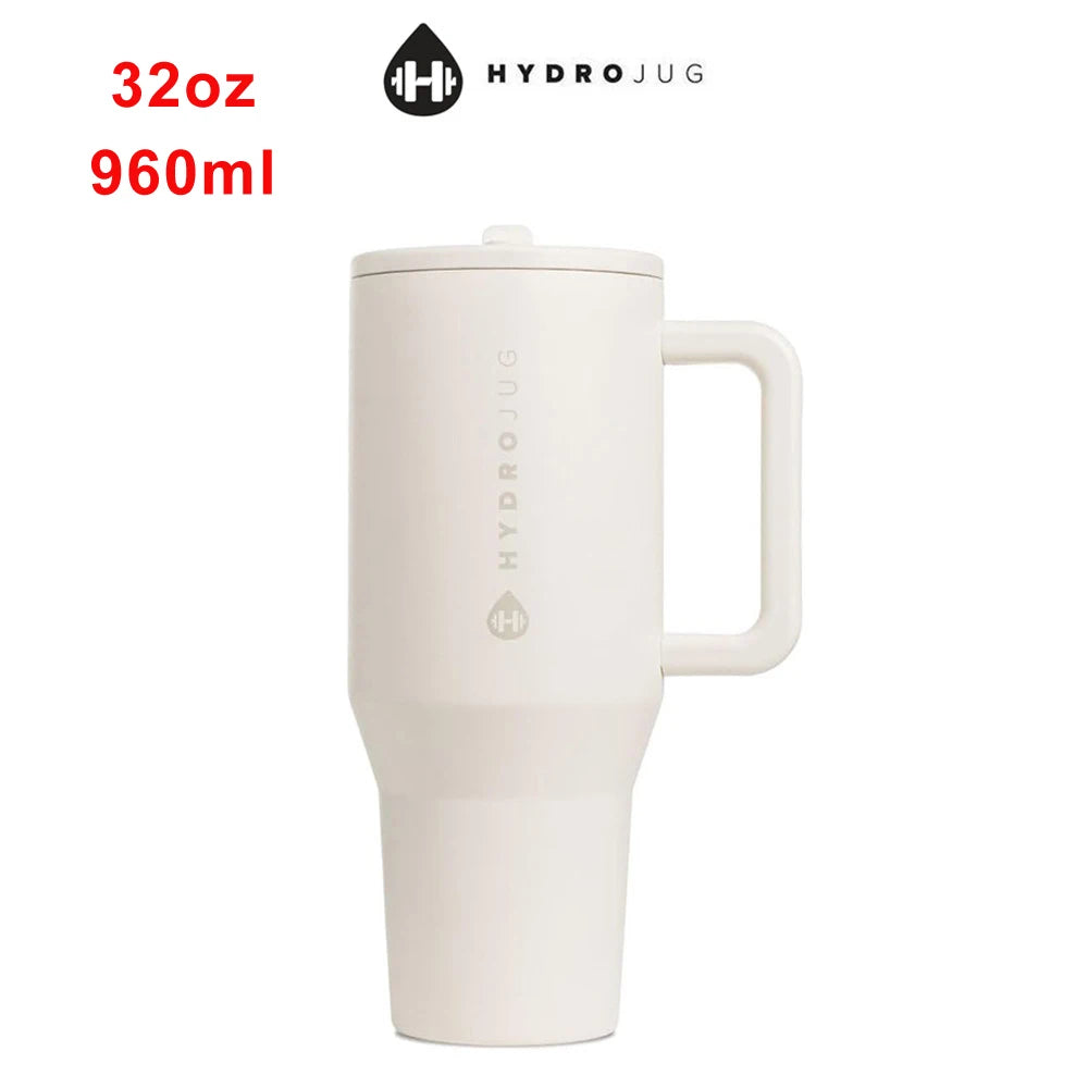 Hydrojug Tumbler with Handle & Straw 32Oz 960Ml Cupholder Compatible for Travel | Insulated Stainless Steel Car Mug