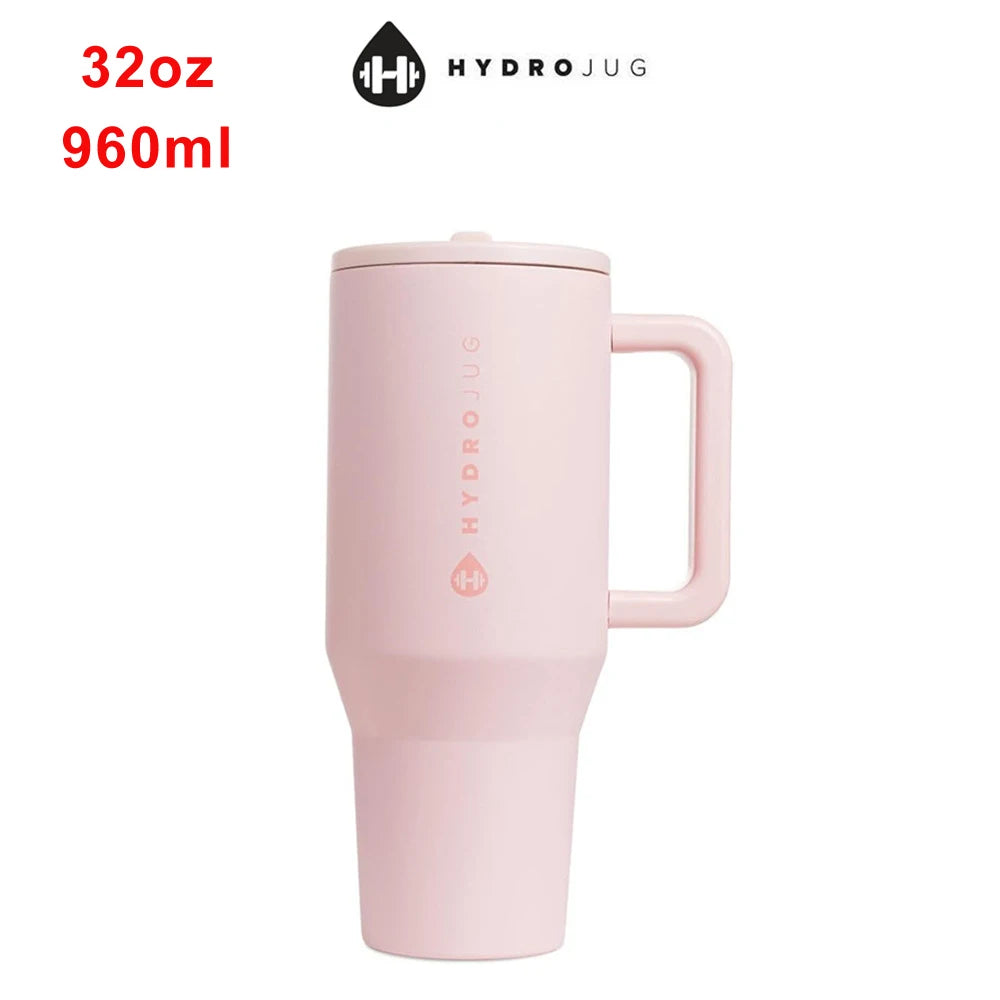 Hydrojug Tumbler with Handle & Straw 32Oz 960Ml Cupholder Compatible for Travel | Insulated Stainless Steel Car Mug