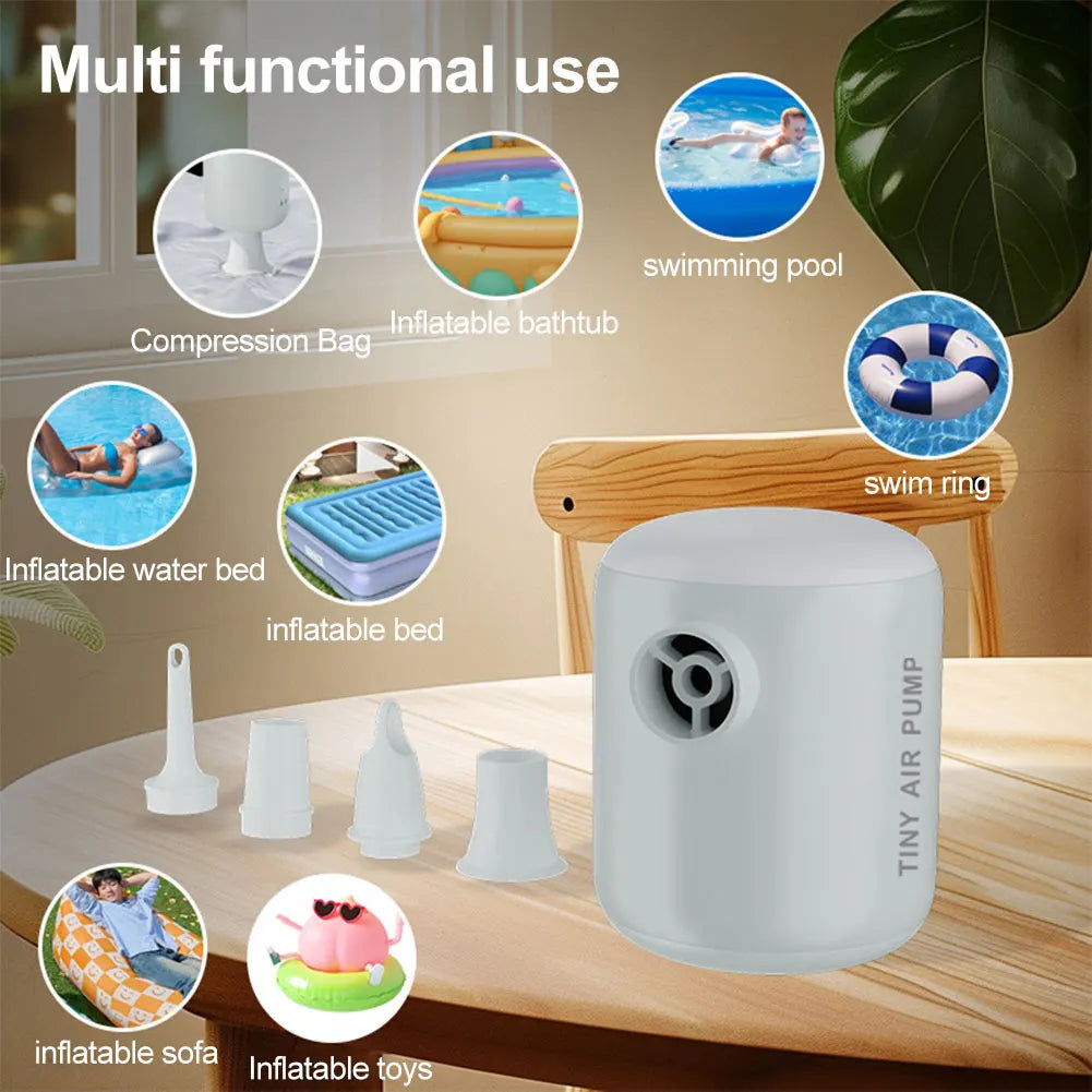 Camping Light Electric Air Pump 4000Pa Mini Inflate Deflate Pump USB Rechargeable Outdoor Inflator Pump for Air Mattresses Beds