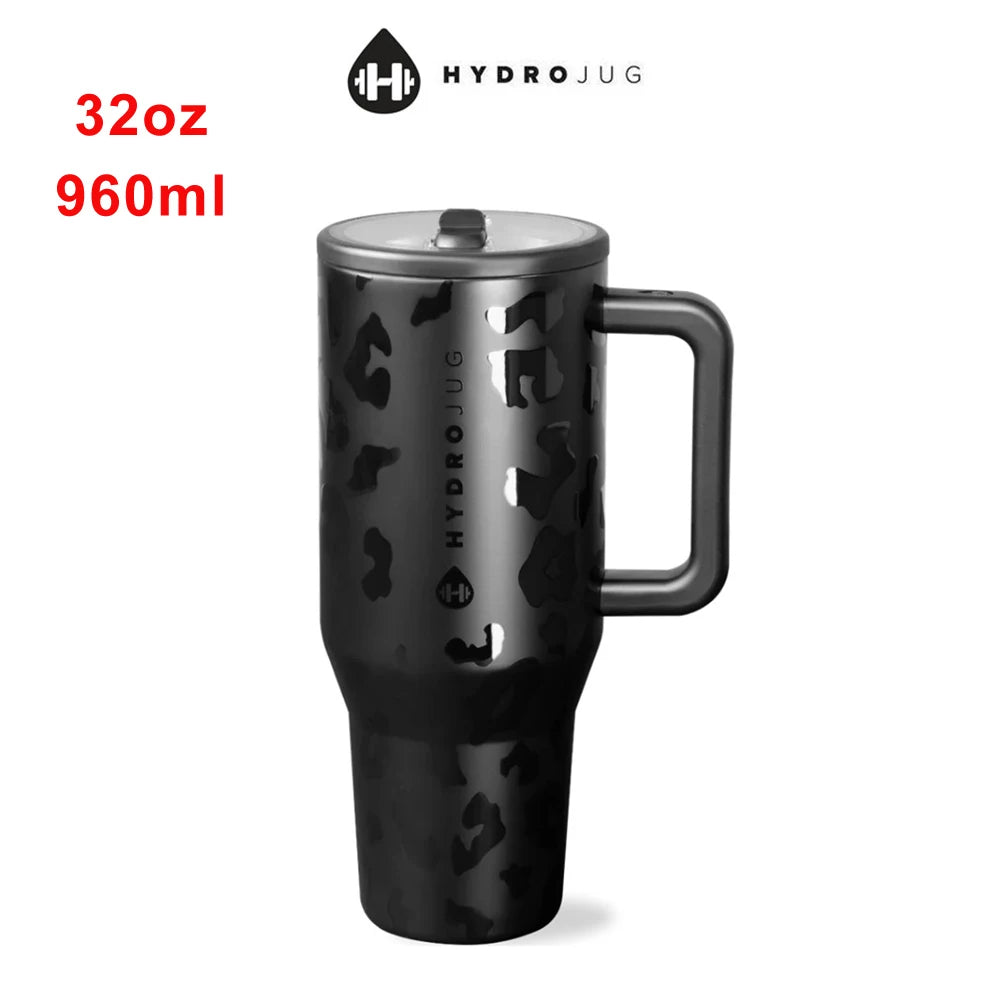 Hydrojug Tumbler with Handle & Straw 32Oz 960Ml Cupholder Compatible for Travel | Insulated Stainless Steel Car Mug