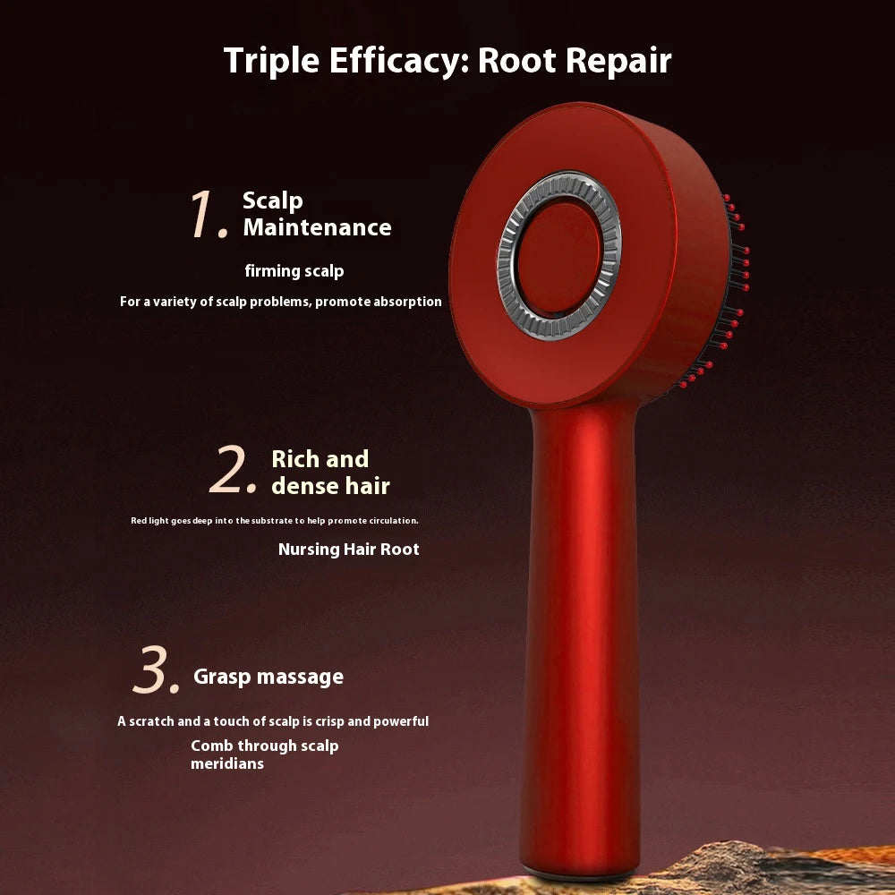 3-in-1 Electric Scalp Massager with Red Light & Oil Applicator