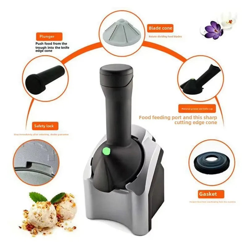2025 New Household Ice Cream Machine for Making Ice Cream Milkshake Sorbet Smoothie Etc Small Size Silver Black Children'S Gifts