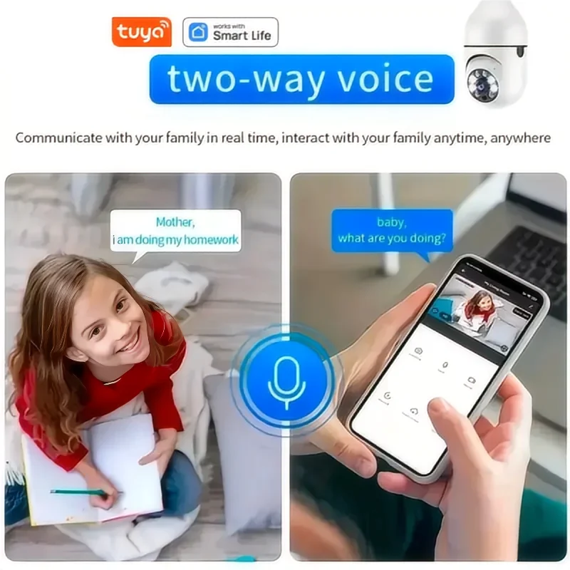 Tuya Smart WiFi Bulb Camera – HD Night Vision & 2-Way Audio