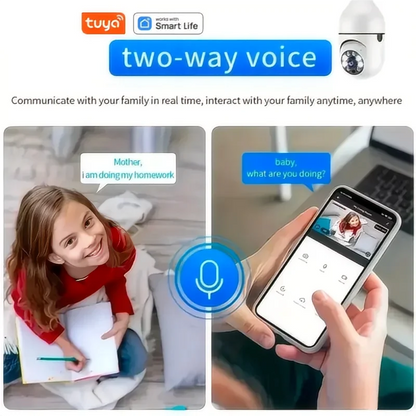 Tuya Smart WiFi Bulb Camera – HD Night Vision & 2-Way Audio