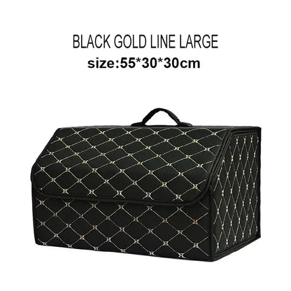 Car Trunk Organizer Box Large Capacity Auto Multiuse Tools Storage Bag Stowing Tidying Leather Folding for Emergency Storage Box