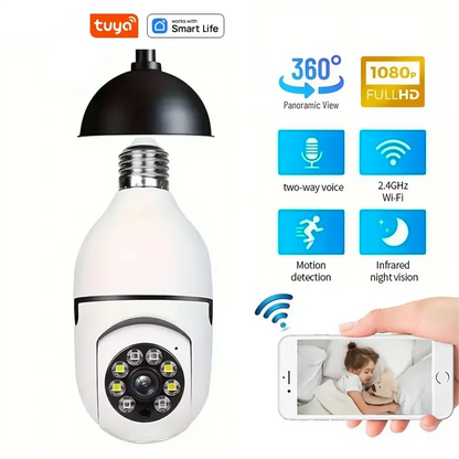 Tuya Smart WiFi Bulb Camera – HD Night Vision & 2-Way Audio