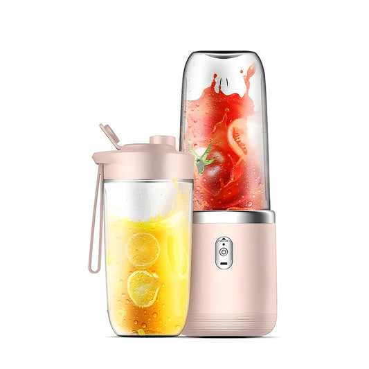Portable Electric Juicer Blender - 400ml USB Rechargeable Fruit Juicing Cup for Smoothies - Includes 2 Cups