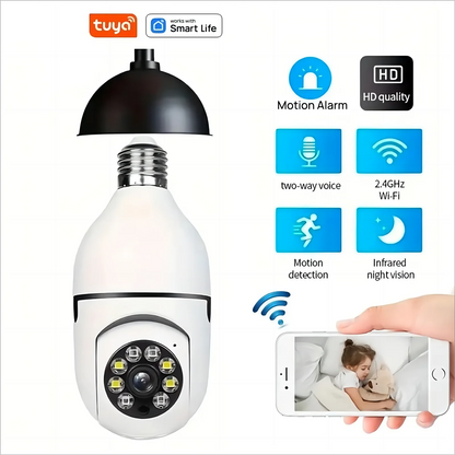 Tuya Smart WiFi Bulb Camera – HD Night Vision & 2-Way Audio